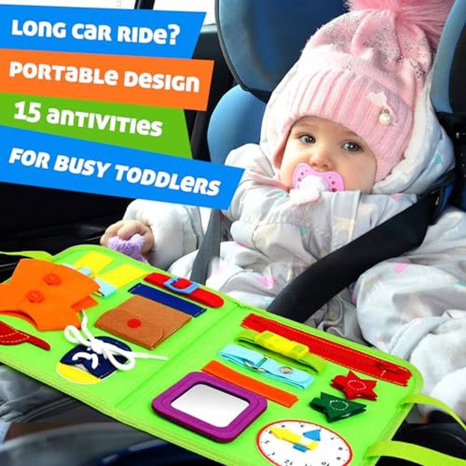 Activity-board  Activity Busy Board, Toddlers, Busy Quiet Book for Learning Basic Life Dressing Skills 