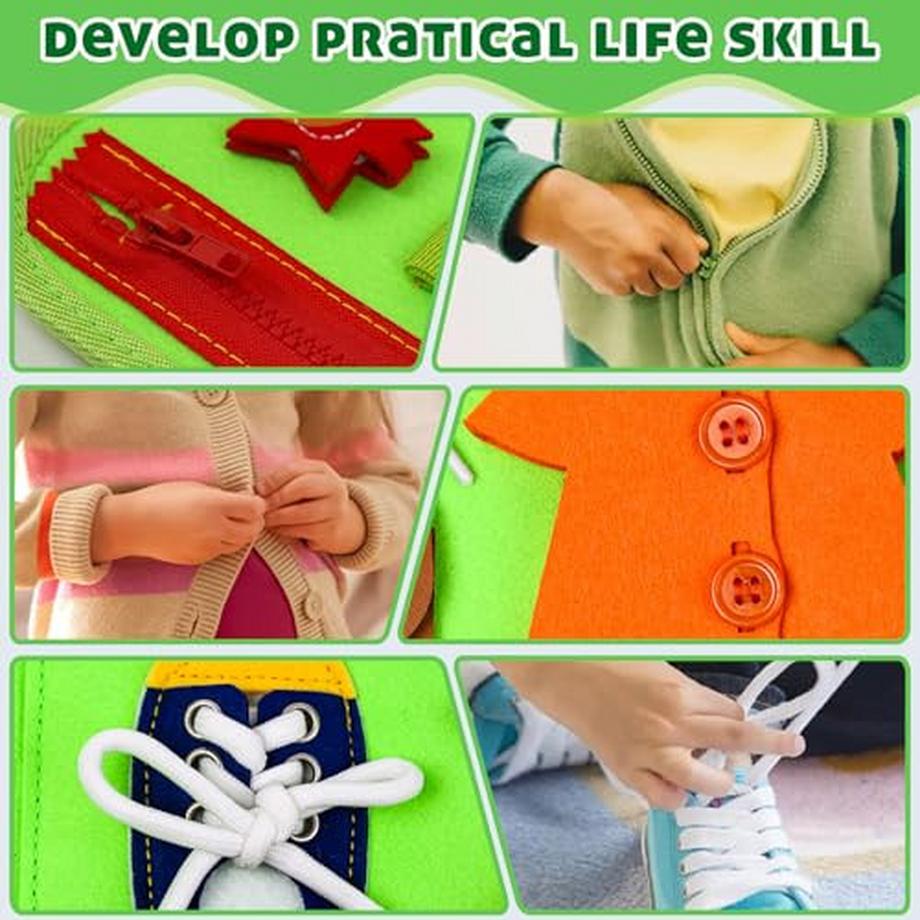 Activity-board  Activity Busy Board, Toddlers, Busy Quiet Book for Learning Basic Life Dressing Skills 