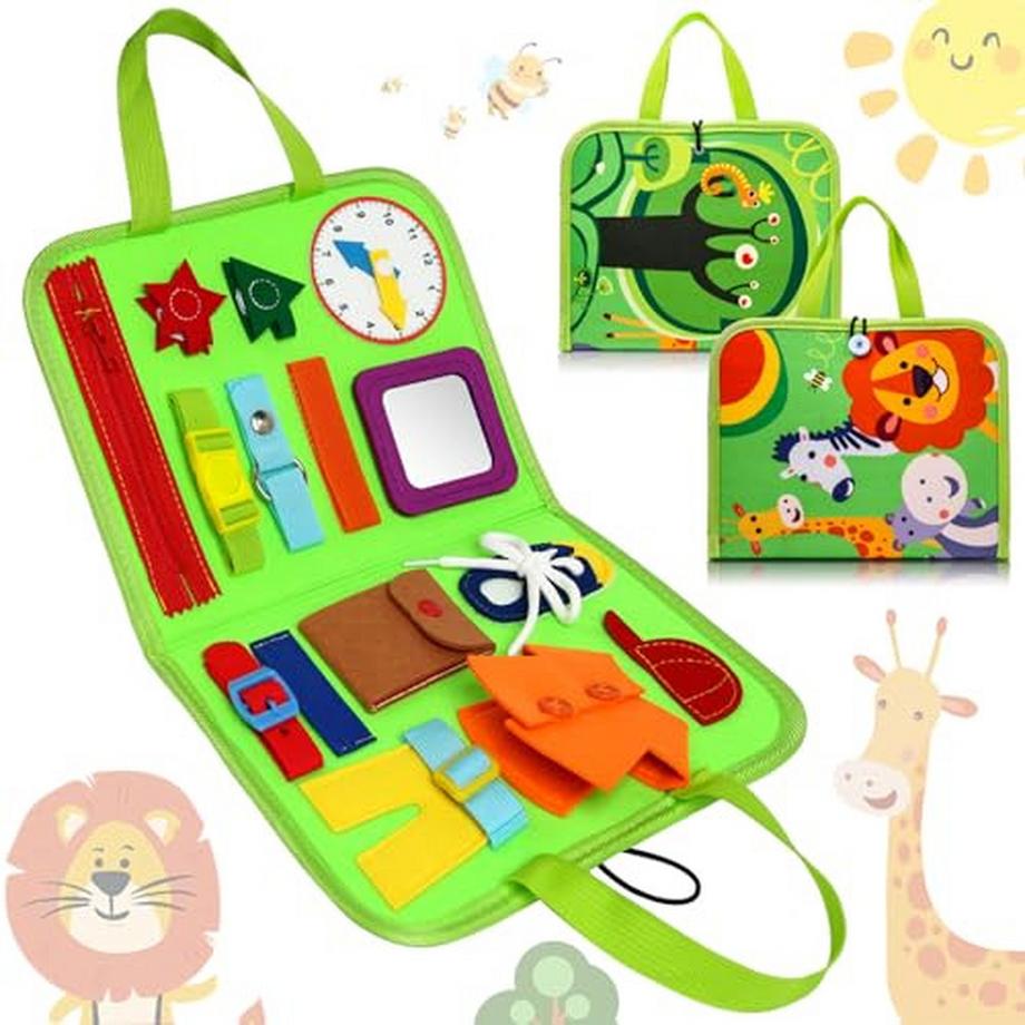 Activity Busy Board, Toddlers, Busy Quiet Book for Learning Basic Life Dressing Skills