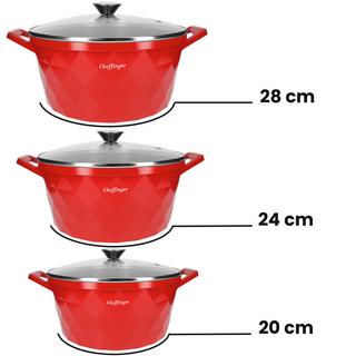 Cheffinger 3 pentole 20/24/28 cm modello diamante  