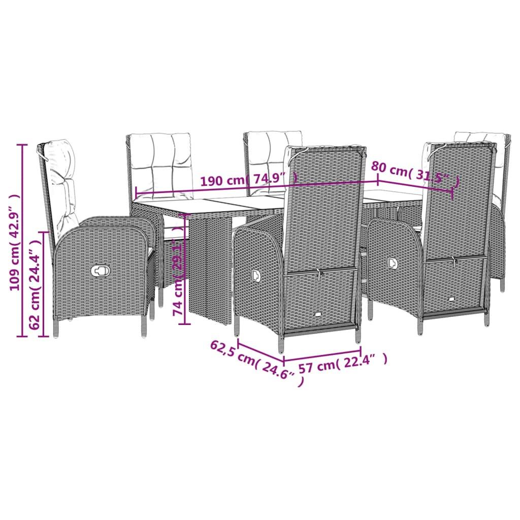 VidaXL Ensemble à manger de jardin rotin synthétique  