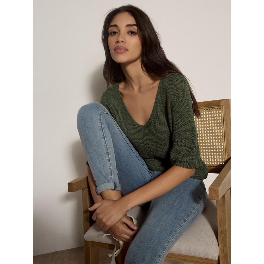 APRICOT Top in maglia a nido d'ape traforato  