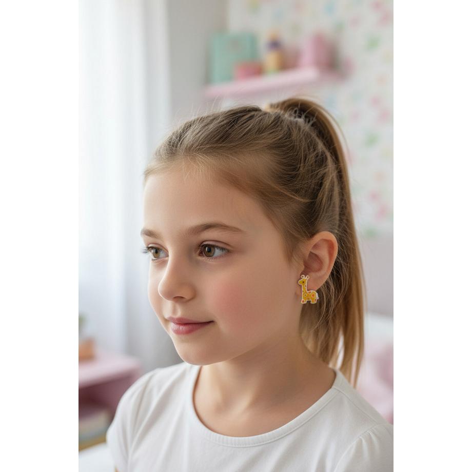 Maxte  Boucles d’eilles Enfant en  Sterling Motif Girafe avec 