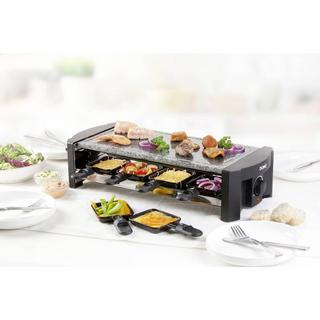 DOMO Raclette mit Grillstein, 8 Pfännchen, Antihaftbeschichtung Schwarz, Grau  