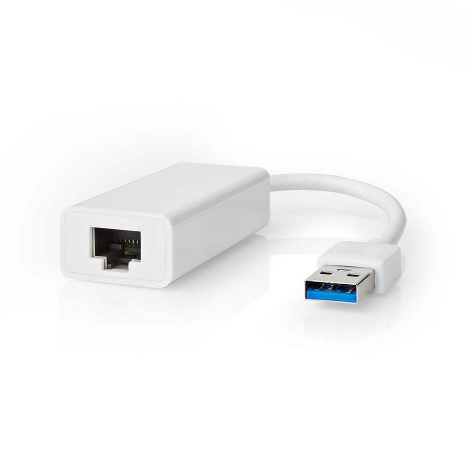Nedis  Scheda di rete USB | USB 3.2 Gen 1 | 1 Gbps | USB-A Maschio | RJ45 Femmina | 0,20 m | Rotondo | Nichelato | Rame nudo | Bianco | Scatola 