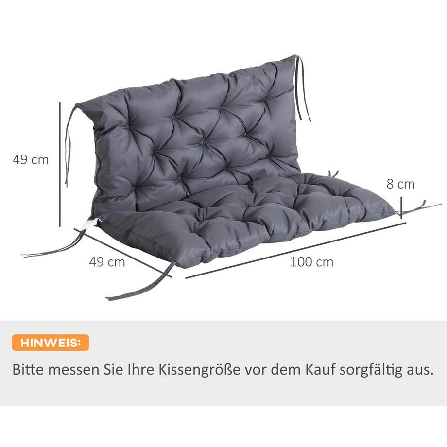 Northio Sitzkissen Bank Gartenbank Auflage Bankauflage Polster 100 X 98 X 8 Cm Baumwolle Dunkelgrau  