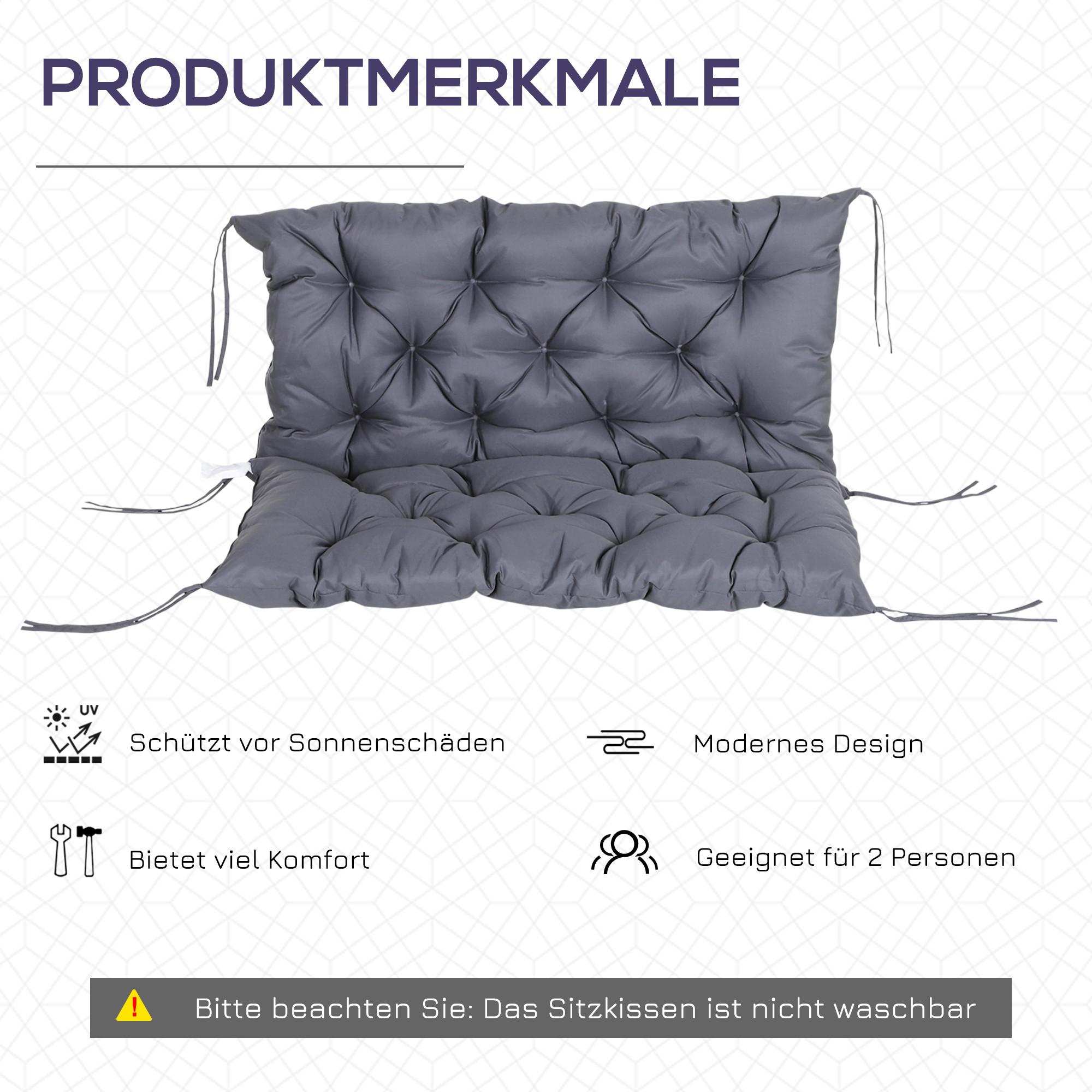 Northio Cuscino Per Panca Da Giardino, Cuscino Per Panca, Cuscino Per Panca, 100 X 98 X 8 Cm, In Cotone Grigio Scuro  