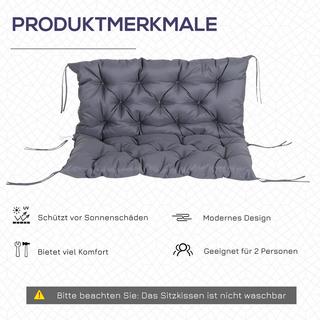 Northio Cuscino Per Panca Da Giardino, Cuscino Per Panca, Cuscino Per Panca, 100 X 98 X 8 Cm, In Cotone Grigio Scuro  