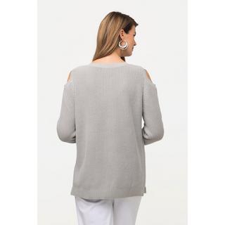 Ulla Popken  Pullover, Patentstrick, Cut-Outs, Rundhals, Langarm 