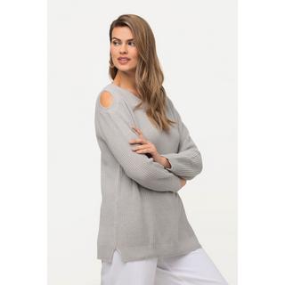 Ulla Popken  Pullover, Patentstrick, Cut-Outs, Rundhals, Langarm 