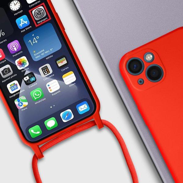 Avizar  Coque cordon iPhone 13 Rouge 