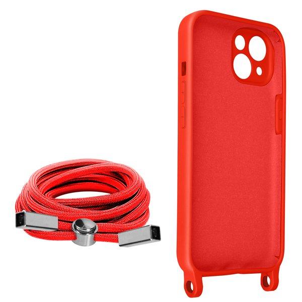 Avizar  Coque cordon iPhone 13 Rouge 