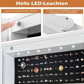 Northix Armoire à bijoux inclinable avec miroir pleine longueur et lumières LED blanches  