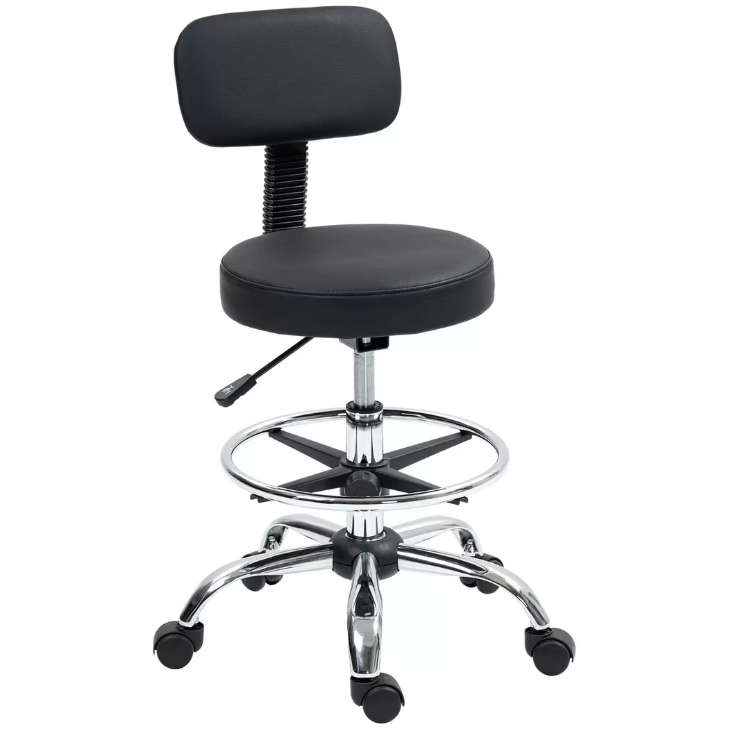 Northio – Bürostuhl, Ergonomischer Zeichenstuhl, Höhenverstellbar Computerstuhl mit Fußring, Schreibtischstuhl, Drehstuhl für Wohnzimmer, Büro, Kunstleder, Schwarz Aosom, 50 CM