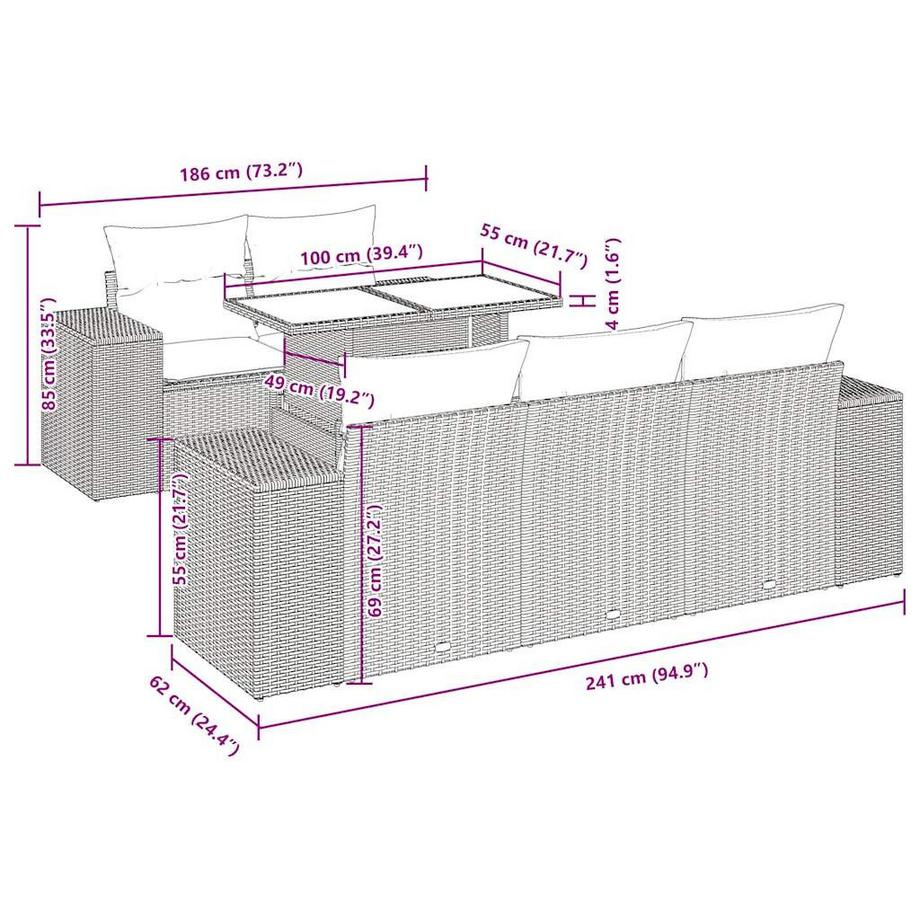 VidaXL set di divani da giardino Polirattan  