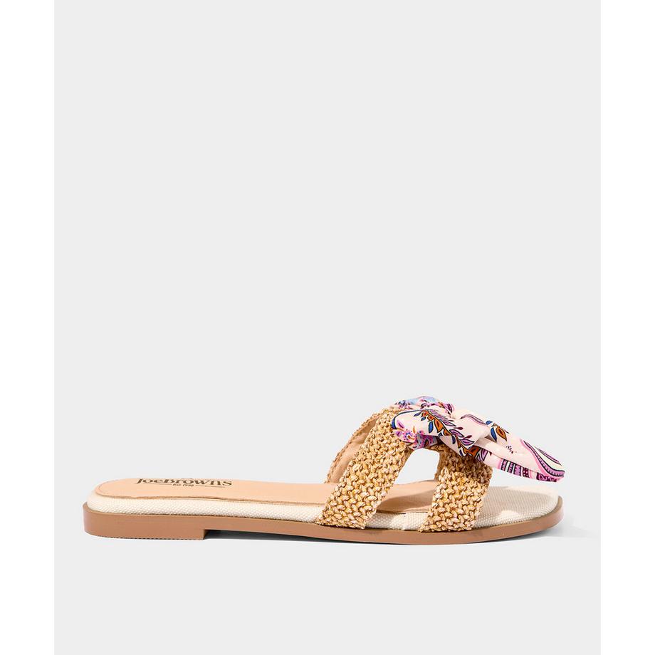 Pantoletten mit gewebter Sohle und Schleife