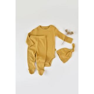 BabyCosy Organic  Set, Strickhose mit Fuß, Body langarm, Mütze 