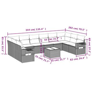 VidaXL Ensemble de canapés de jardin rotin synthétique  