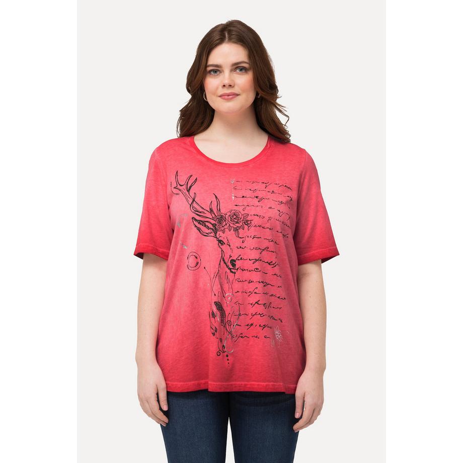 Ulla Popken T-Shirt Classic Girocollo Mezze Maniche Cervo  