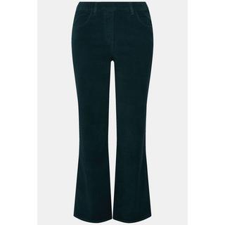 Ulla Popken  Pantalon Mary en velours côtelé de coton bio, jambe large et taille élastique 