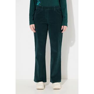 Ulla Popken  Pantalon Mary en velours côtelé de coton bio, jambe large et taille élastique 