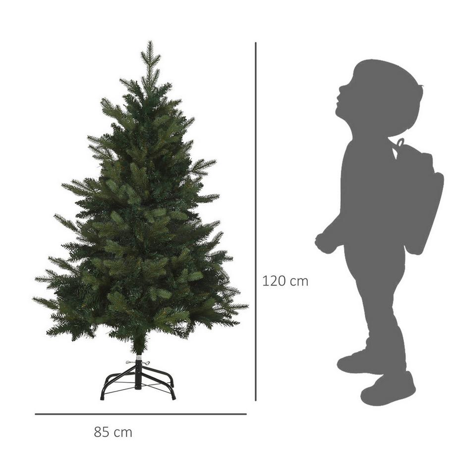 Northio Albero Di Natale 1,2 M Abete Artificiale 657 Rami Base In Metallo Pvc Verde Ø85 X 120H Cm  