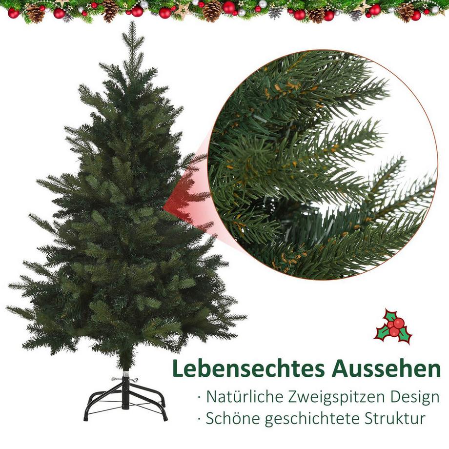Northio Albero Di Natale 1,2 M Abete Artificiale 657 Rami Base In Metallo Pvc Verde Ø85 X 120H Cm  