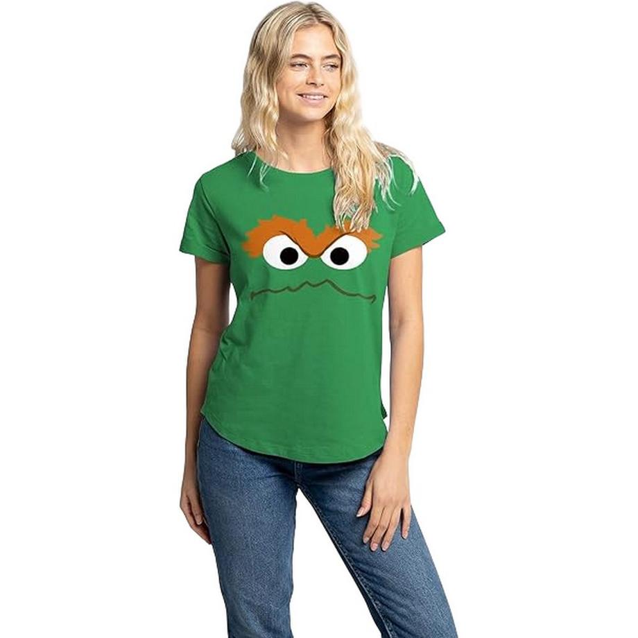 Sesame Street T-Shirt Oscar il Brontolone Stampa Viso  