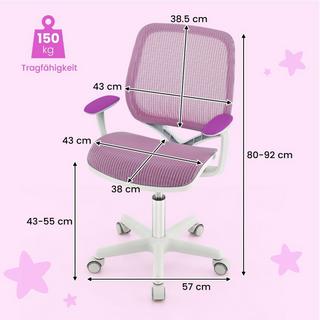 Northix  Kinder Schreibtischstuhl 360° drehbar Sitzhöhe 43-55cm höhenverstellbar Lila 