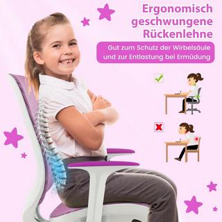 Northix  Kinder Schreibtischstuhl 360° drehbar Sitzhöhe 43-55cm höhenverstellbar Lila 