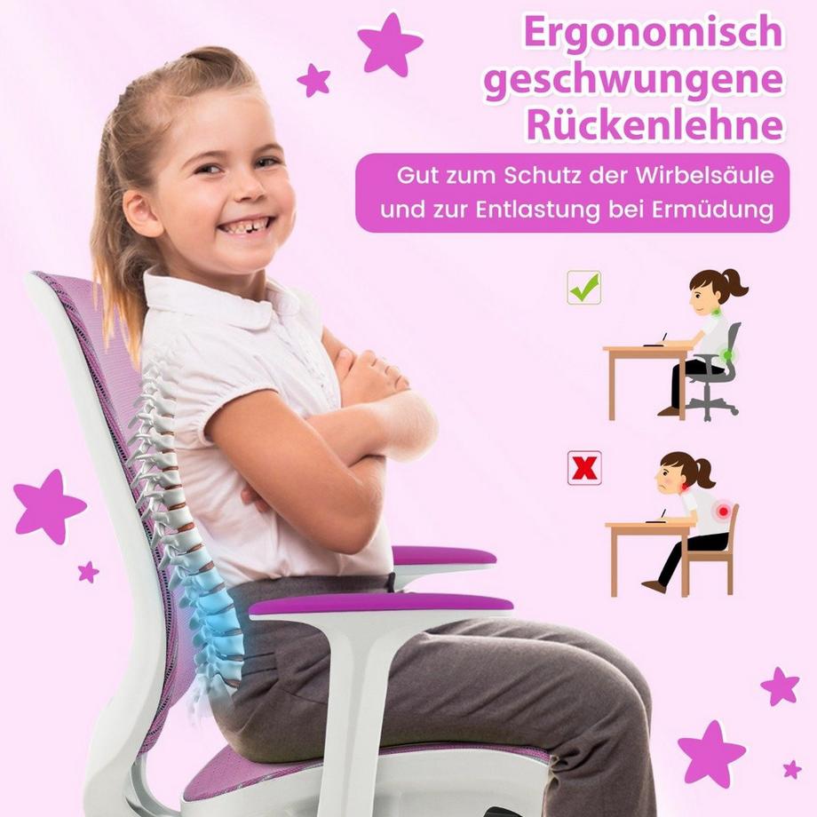 Northix  Kinder Schreibtischstuhl 360° drehbar Sitzhöhe 43-55cm höhenverstellbar Lila 