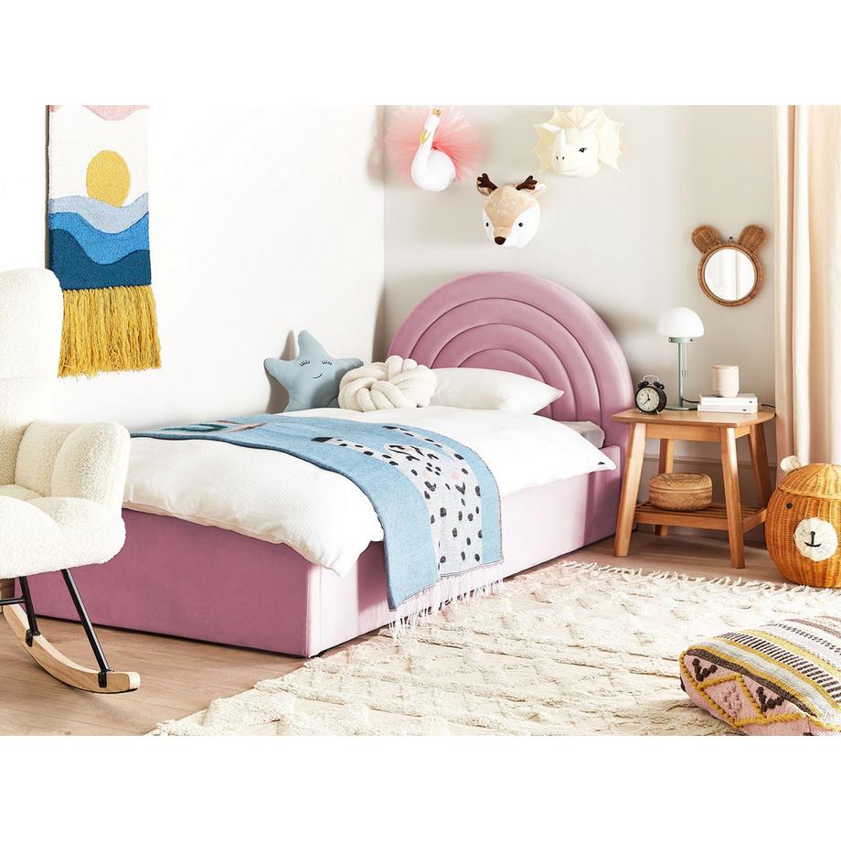 Beliani Lit ottoman enfant en Velours Rétro ANET  