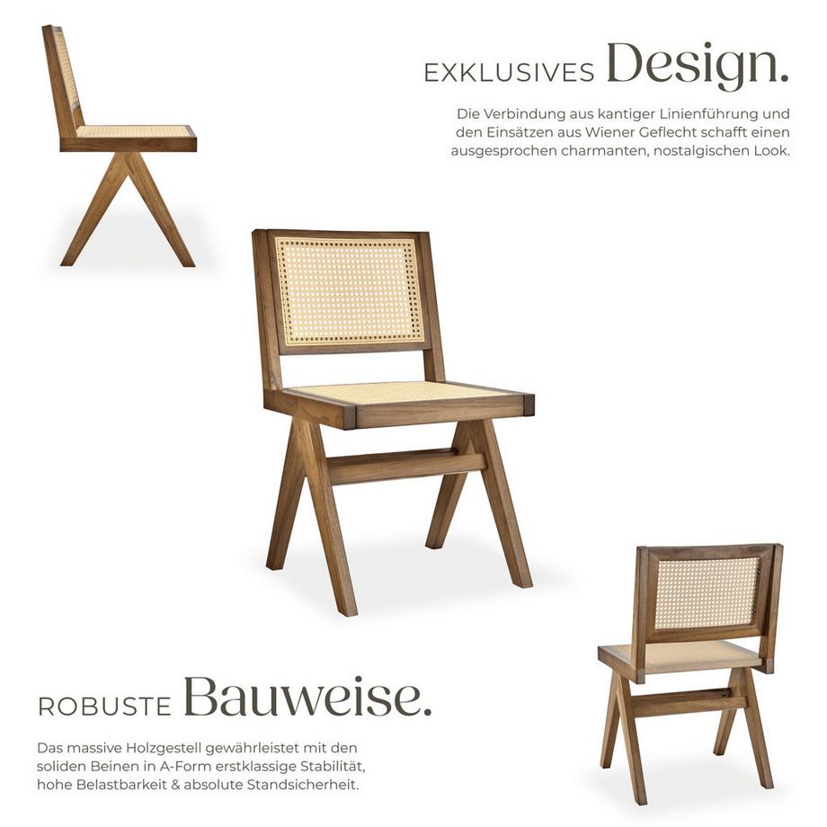 Tectake Chaise en bois LISSY style bohème une pièce  