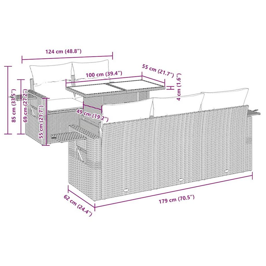 VidaXL set divano da giardino Polirattan  