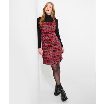 Minikleid mit Tartan-Karo und Herzmuster