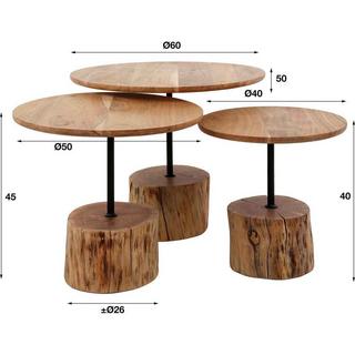 mutoni Tavolino con base in legno di acacia naturale (set di 3)  