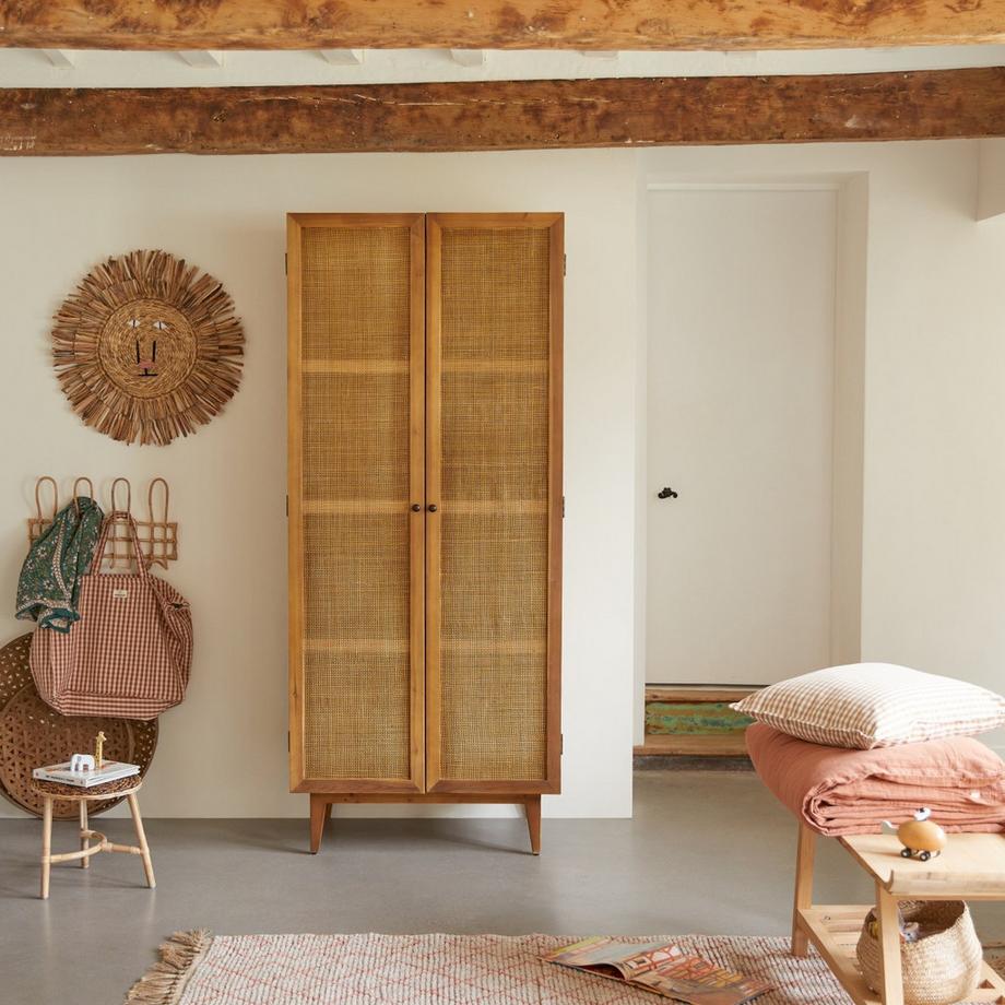 Tikamoon Armadio per bambini in pino e midollino Ninon  