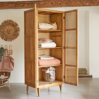 Tikamoon Armoire enfant en pin et cannage Ninon  