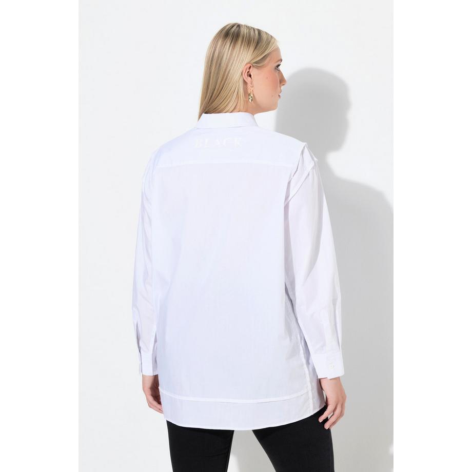 Ulla Popken Chemisier Oversized Manches Longues avec Couture Latérale  