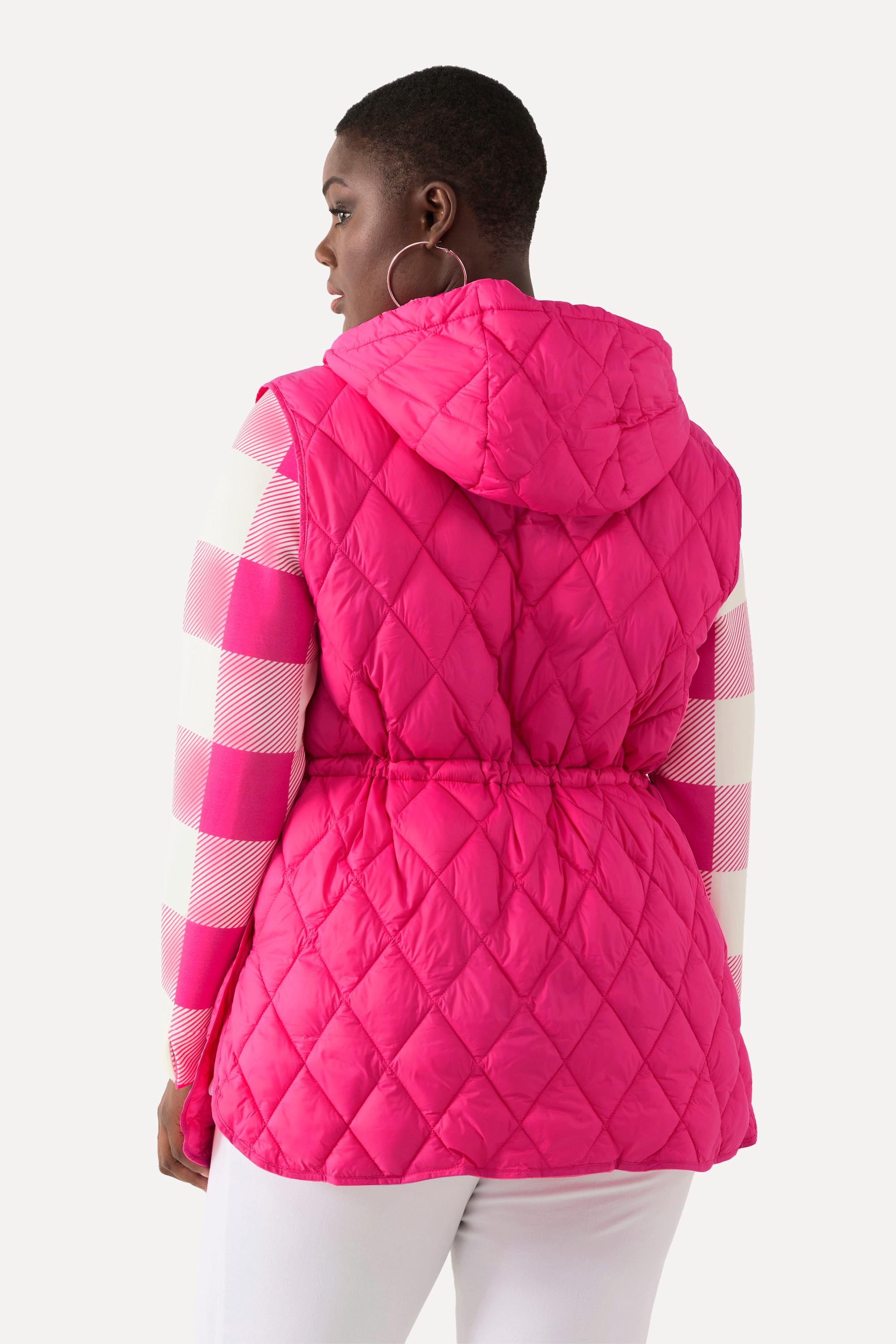 Ulla Popken Steppweste mit Reissverschluss Tunnelzug Kapuze  