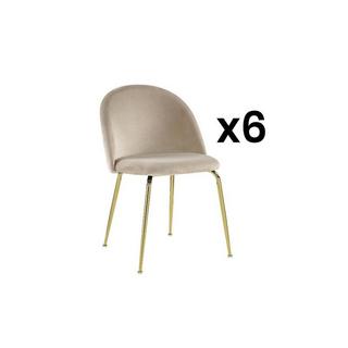 Vente-unique Lot de 6 chaises MELBOURNE Velours métal doré  