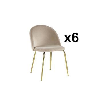 Lot de 6 chaises MELBOURNE Velours métal doré