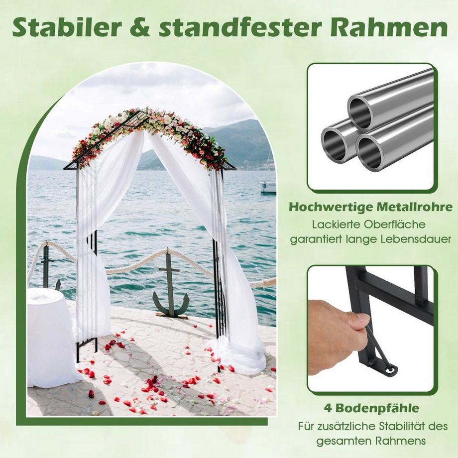 Northix Rosenbogen Metall Gartenbogen für Kletterpflanzen Rankbogen für Hinterhof Hochzeit Party 140 x 40 x 223 cm Schwarz  