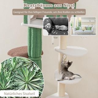 Northio  Arbre à chat à plusieurs niveaux, arbre à chat stable avec poteaux à gratter recouverts de sisal et 5 plates-formes en peluche, meubles pour chat 153 cm 