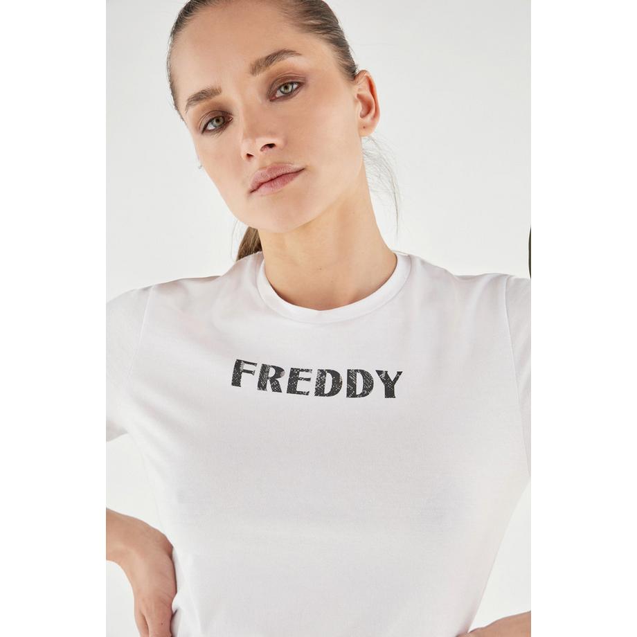 FREDDY T-Shirt Manches Courtes avec Logo Motif Reptile  
