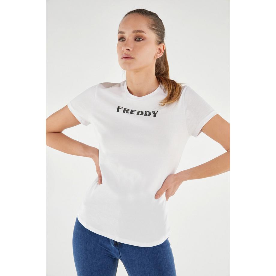 FREDDY T-Shirt Manches Courtes avec Logo Motif Reptile  