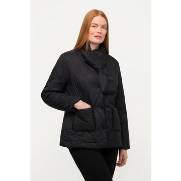 Steppjacke, Schal, Perlenbordüre, V-Ausschnitt