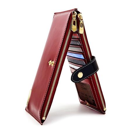 Only-bags.store Portafoglio in vera pelle blocco RFID porta carte di credito cerniera  