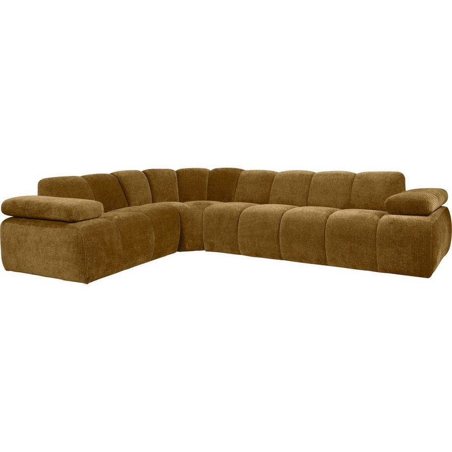 Canapé d'angle Mojo gauche tissu côtelé jaune miel 310x230