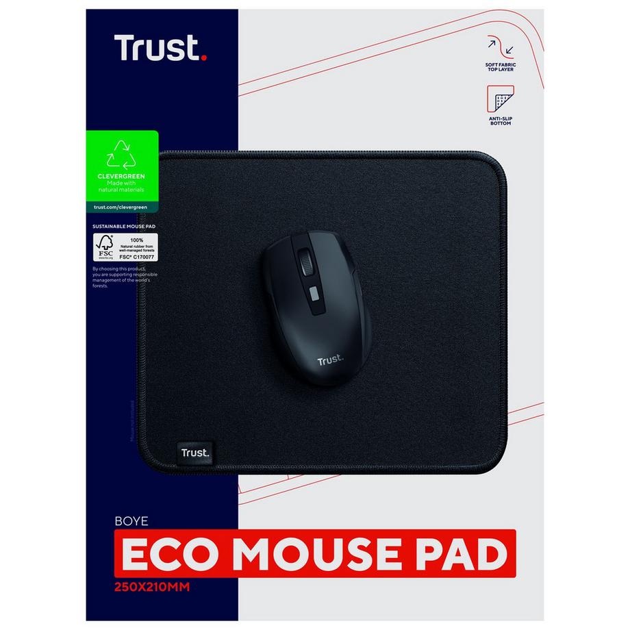 Trust  Tappetino per mouse Boye realizzato in materiale riciclato al 100% Eco Black 